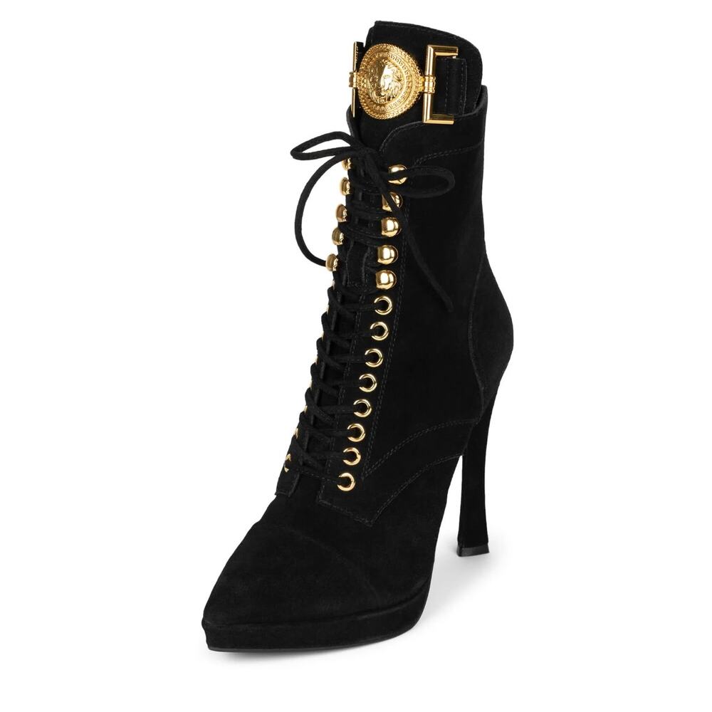 Versace Black and Gold Women's High Heel Boots